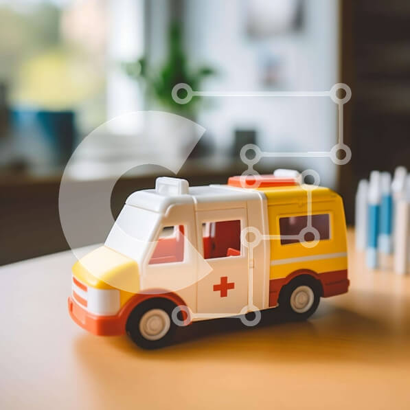 Intra Συλλεκτικό Ξύλινο Παζλ Plywood  4mm - Παιχνίδι όχημα ασθενοφόρου σε ξύλινο τραπέζι Σε Ξύλινο Κουτί - Διαστάσεις: 10x10 cm – 25 κομμάτια