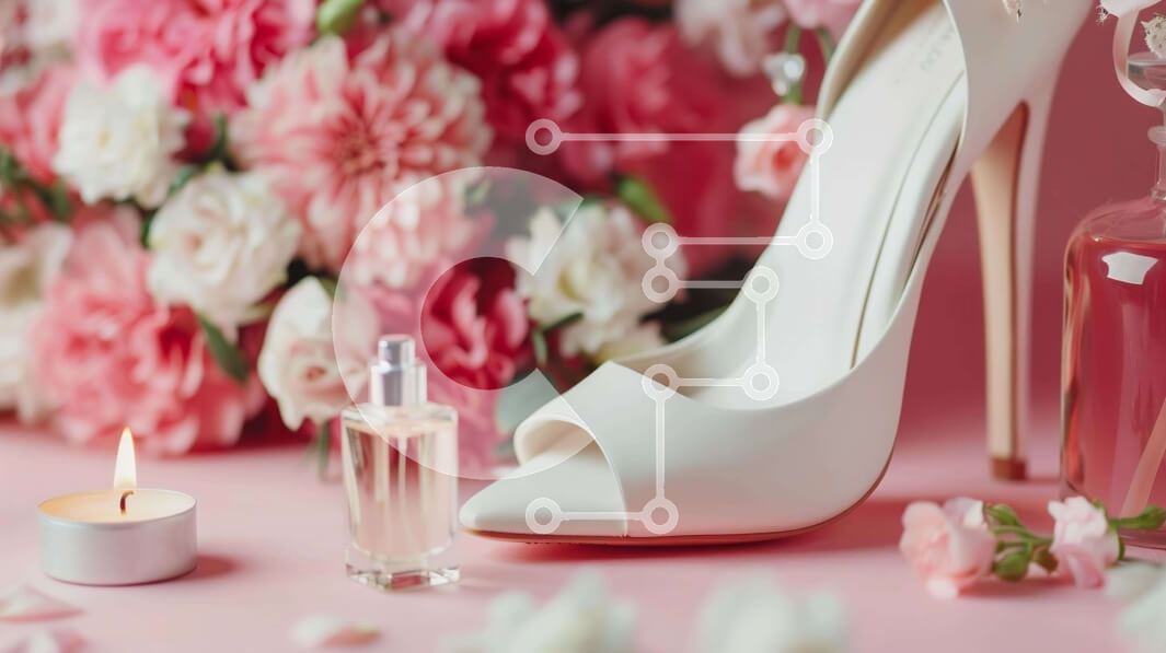 Intra Συλλεκτικό Ξύλινο Παζλ Plywood  4mm - Λευκό ψηλοτάκουνο παπούτσι, μπουκάλι αρώματος, κερί και λουλούδια Σε Ξύλινο Κουτί - Διαστάσεις Puzzle: 10x10 cm – 25 κομμάτια