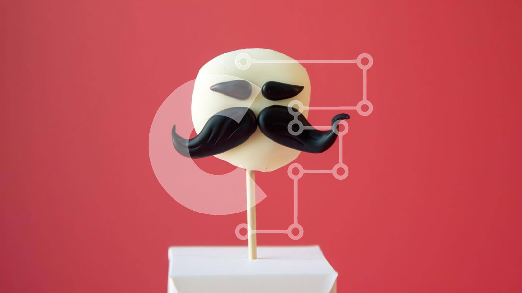 Σετ των 2 Intra Συλλεκτικό Ξύλινο Παζλ Plywood  4mm - Ασπρόμαυρο Mustache Cake Pop στο Λευκό τετράγωνο Σε Ξύλινο Κουτί - Διαστάσεις: 10x10 cm – 25 κομμάτια