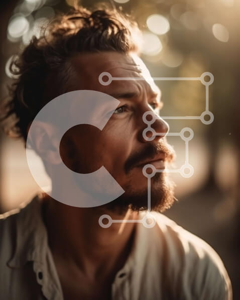 Intra Συλλεκτικό Ξύλινο Παζλ Plywood  4mm - Πορτρέτο ενός στοχαστικού ανθρώπου που στέκεται μπροστά από ένα δέντρο Σε Ξύλινο Κουτί - Διαστάσεις Puzzle: 10x10 cm – 25 κομμάτια