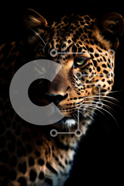 Σετ των 2 Intra Συλλεκτικό Ξύλινο Παζλ Plywood  4mm - Εκπληκτική κοντινή λήψη του προσώπου της λεοπάρδαλης με έντονα πράσινα μάτια Σε Ξύλινο Κουτί - Διαστάσεις: 10x10 cm – 25 κομμάτια