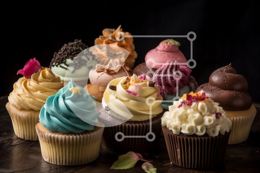 Σετ των 2 Intra Συλλεκτικό Ξύλινο Παζλ Plywood  4mm - Πολύχρωμα Cupcakes με περίπλοκα σχέδια και διακοσμητικά Σε Ξύλινο Κουτί - Διαστάσεις: 10x10 cm – 25 κομμάτια