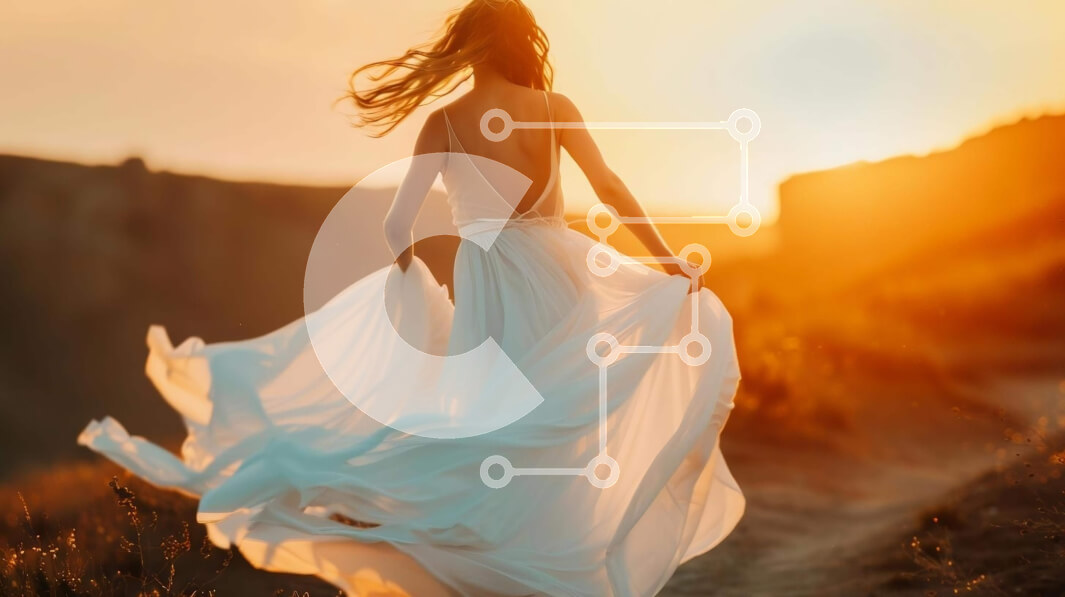 Intra Συλλεκτικό Ξύλινο Παζλ Plywood  4mm - Κομψό λευκό φόρεμα που περπατά προς το ηλιοβασίλεμα Σε Ξύλινο Κουτί - Διαστάσεις: 10x10 cm – 25 κομμάτια