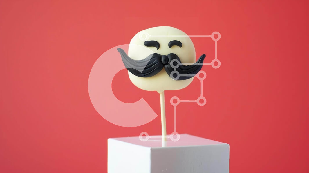 Σετ των 2 Intra Συλλεκτικό Ξύλινο Παζλ Plywood  4mm - Ασπρόμαυρο Mustache Cake Pop σε ημιτελή κύβο με κόκκινο φόντο Σε Ξύλινο Κουτί - Διαστάσεις: 10x10 cm – 25 κομμάτια