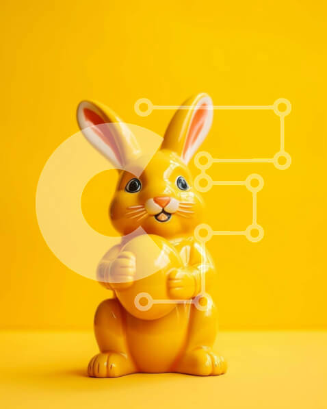 Intra Συλλεκτικό Ξύλινο Παζλ Plywood  4mm - Κίτρινο ειδώλιο λαγουδάκι με πασχαλινό αυγό Σε Ξύλινο Κουτί - Διαστάσεις: 10x10 cm – 25 κομμάτια