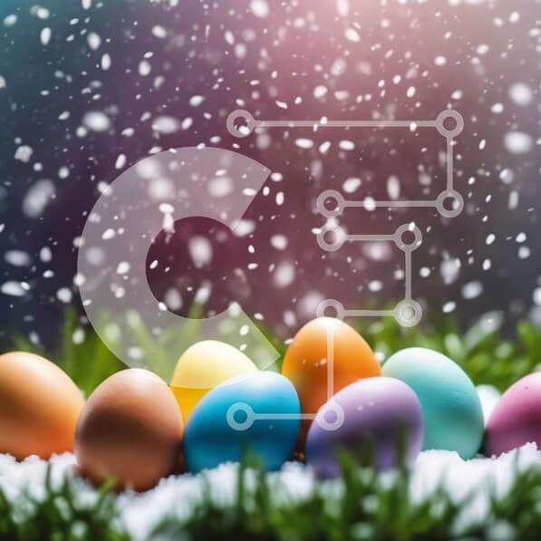 Intra Συλλεκτικό Ξύλινο Παζλ Plywood  4mm - Χαρούμενη Πασχαλινή γιορτή με πολύχρωμα αυγά στο χιόνι Σε Ξύλινο Κουτί - Διαστάσεις: 10x10 cm – 25 κομμάτια