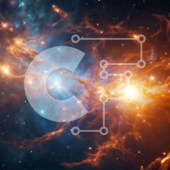 Intra Συλλεκτικό Ξύλινο Παζλ Plywood  4mm - Σμήνος γαλαξιών στο διάστημα με φωτεινά μπλε και πορτοκαλί αστέρια Σε Ξύλινο Κουτί - Διαστάσεις Puzzle: 10x10 cm – 25 κομμάτια