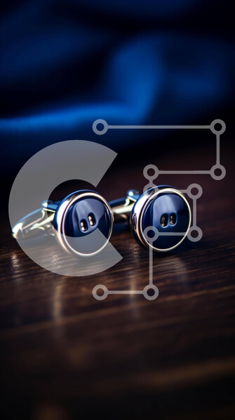 Intra Συλλεκτικό Ξύλινο Παζλ Plywood  4mm - Ασημένια μανικετόκουμπα σε μπλε τραπεζομάντιλο Σε Ξύλινο Κουτί - Διαστάσεις Puzzle: 10x10 cm – 25 κομμάτια