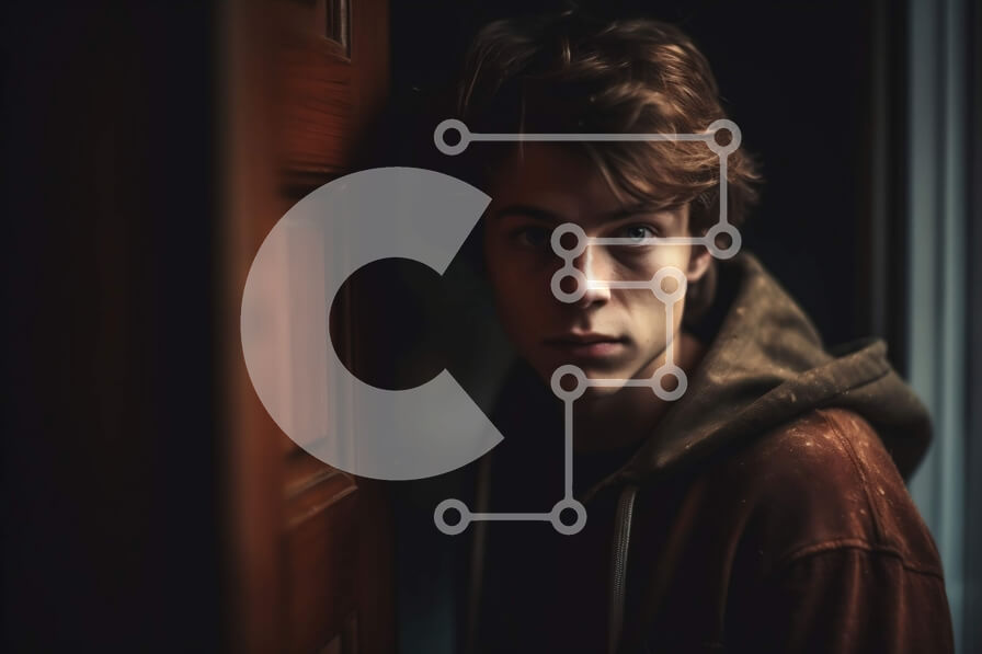 Intra Συλλεκτικό Ξύλινο Παζλ Plywood  4mm - Ένας νεαρός άνδρας με καφέ κουκούλα που κοιτάζει μακριά Σε Ξύλινο Κουτί - Διαστάσεις Puzzle: 10x10 cm – 25 κομμάτια