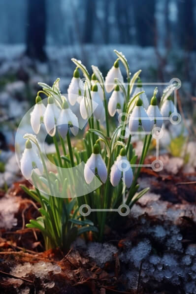 Σετ των 2 Intra Συλλεκτικό Ξύλινο Παζλ Plywood  4mm - Όμορφη εικόνα των χιονοσταλίδων που μεγαλώνουν στο χιόνι σε ένα δάσος Σε Ξύλινο Κουτί - Διαστάσεις: 10x10 cm – 25 κομμάτια