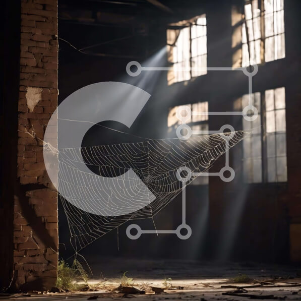 Intra Συλλεκτικό Ξύλινο Παζλ Plywood  4mm - Ιστός αράχνης σε εγκαταλελειμμένο κτίριο Σε Ξύλινο Κουτί - Διαστάσεις Puzzle: 10x10 cm – 25 κομμάτια