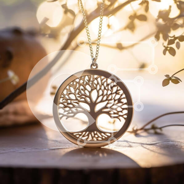 Σετ των 2 Intra Συλλεκτικό Ξύλινο Παζλ Plywood  4mm - Μενταγιόν κυκλικό δέντρο της ζωής σε χρυσό Σε Ξύλινο Κουτί - Διαστάσεις: 10x10 cm – 25 κομμάτια