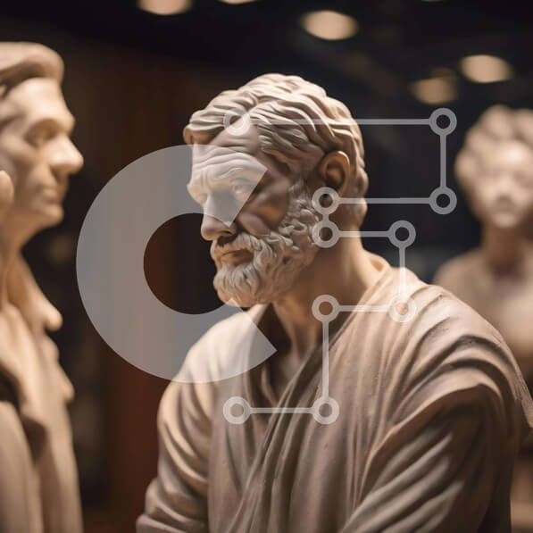 Intra Συλλεκτικό Ξύλινο Παζλ Plywood  4mm - Ομάδα αγαλμάτων με ηλικιωμένο άνδρα Σε Ξύλινο Κουτί - Διαστάσεις Puzzle: 10x10 cm – 25 κομμάτια