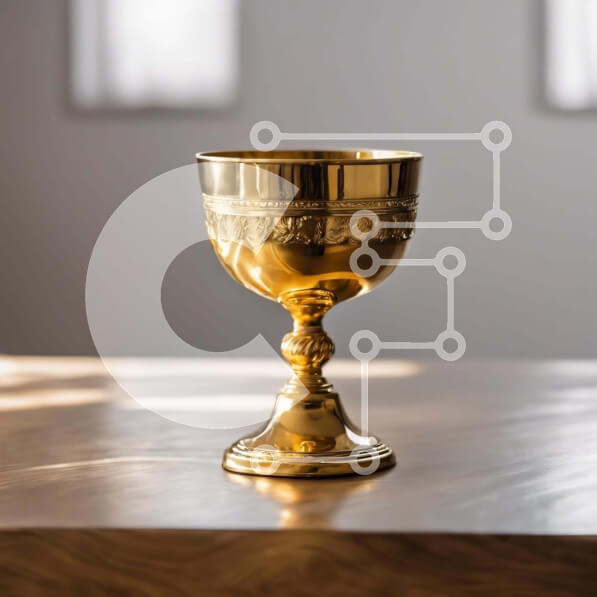 Intra Συλλεκτικό Ξύλινο Παζλ Plywood  4mm - Χρυσό κύπελλο σε ξύλινο τραπέζι με παράθυρα Σε Ξύλινο Κουτί - Διαστάσεις: 10x10 cm – 25 κομμάτια