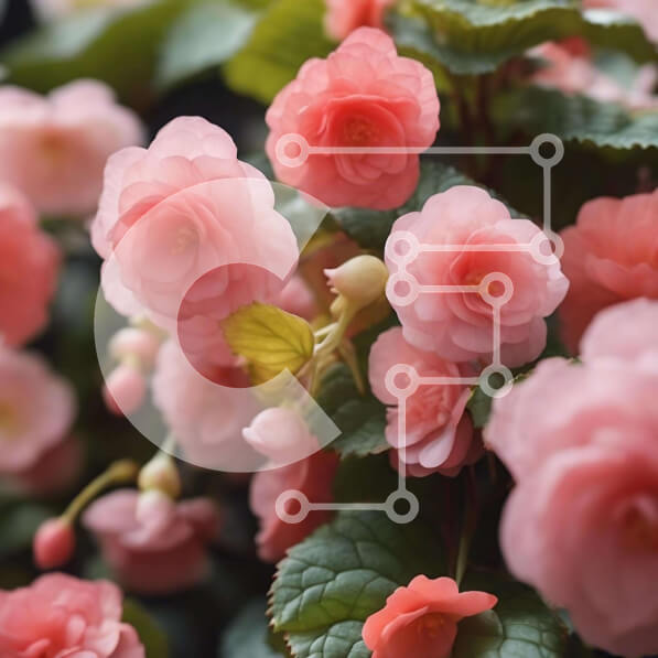 Intra Συλλεκτικό Ξύλινο Παζλ Plywood  4mm - Ομάδα ανθισμένα ροζ λουλούδια σε πράσινα φύλλα Σε Ξύλινο Κουτί - Διαστάσεις: 10x10 cm – 25 κομμάτια