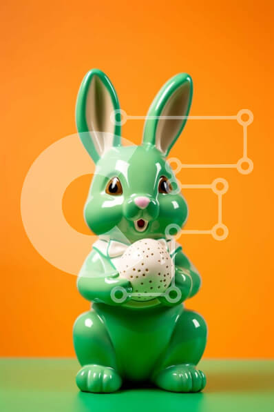 Intra Συλλεκτικό Ξύλινο Παζλ Plywood  4mm - Ειδώλιο λαγουδάκι του Πάσχα με αυγό σε πορτοκαλί φόντο Σε Ξύλινο Κουτί - Διαστάσεις Puzzle: 10x10 cm – 25 κομμάτια