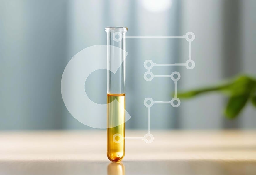 Intra Συλλεκτικό Ξύλινο Παζλ Plywood  4mm - Δοκιμαστικός σωλήνας με πορτοκαλί υγρό στο τραπέζι Σε Ξύλινο Κουτί - Διαστάσεις Puzzle: 10x10 cm – 25 κομμάτια