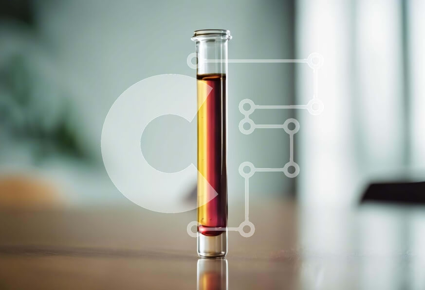 Intra Συλλεκτικό Ξύλινο Παζλ Plywood  4mm - Δοκιμαστικός σωλήνας με κόκκινο υγρό σε εργαστηριακό τραπέζι Σε Ξύλινο Κουτί - Διαστάσεις Puzzle: 10x10 cm – 25 κομμάτια