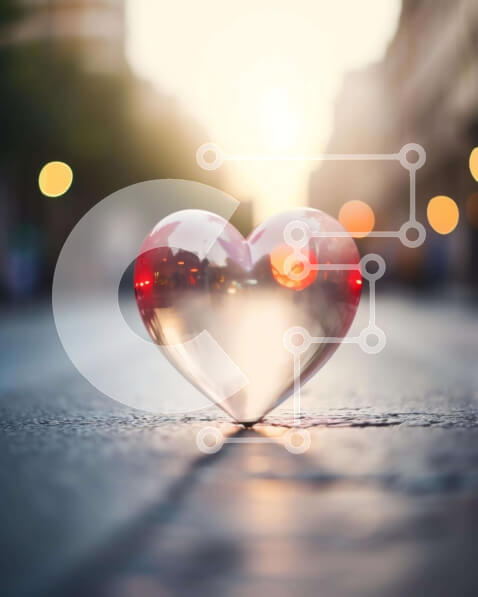 Intra Συλλεκτικό Ξύλινο Παζλ Plywood  4mm - Γυάλινο αντικείμενο σε σχήμα καρδιάς στην οδό Urban Σε Ξύλινο Κουτί - Διαστάσεις: 10x10 cm – 25 κομμάτια