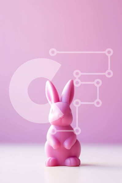 Intra Συλλεκτικό Ξύλινο Παζλ Plywood  4mm - Παιχνίδι ροζ λαγουδάκι σε ροζ φόντο Σε Ξύλινο Κουτί - Διαστάσεις Puzzle: 10x10 cm – 25 κομμάτια