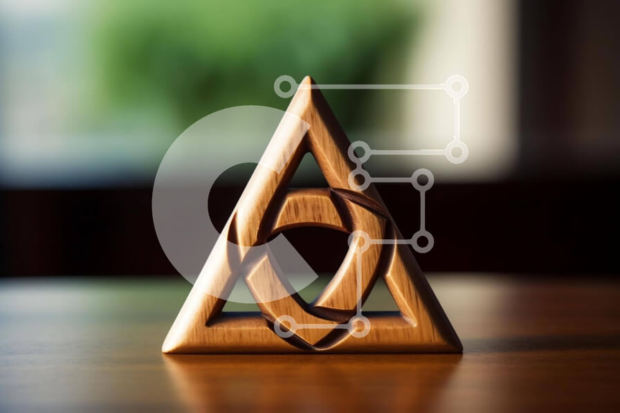 Intra Συλλεκτικό Ξύλινο Παζλ Plywood  4mm - Ξύλινο τριγωνικό αντικείμενο μπροστά από το ανοιχτό παράθυρο Σε Ξύλινο Κουτί - Διαστάσεις: 10x10 cm – 25 κομμάτια