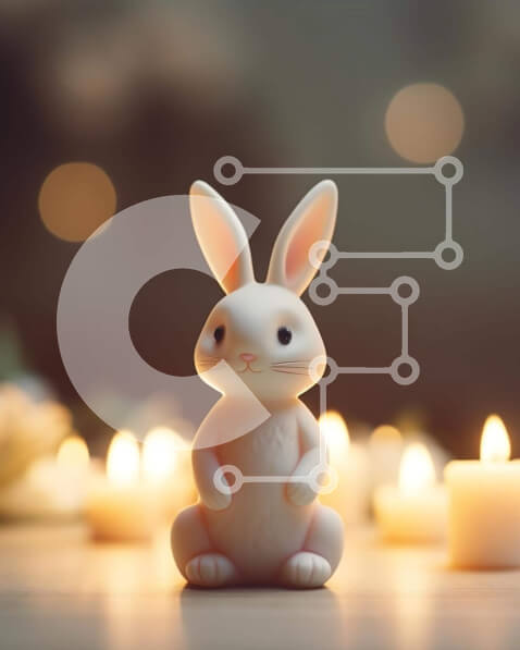 Intra Συλλεκτικό Ξύλινο Παζλ Plywood  4mm - Λευκό ειδώλιο λαγουδάκι με κεριά Σε Ξύλινο Κουτί - Διαστάσεις: 10x10 cm – 25 κομμάτια