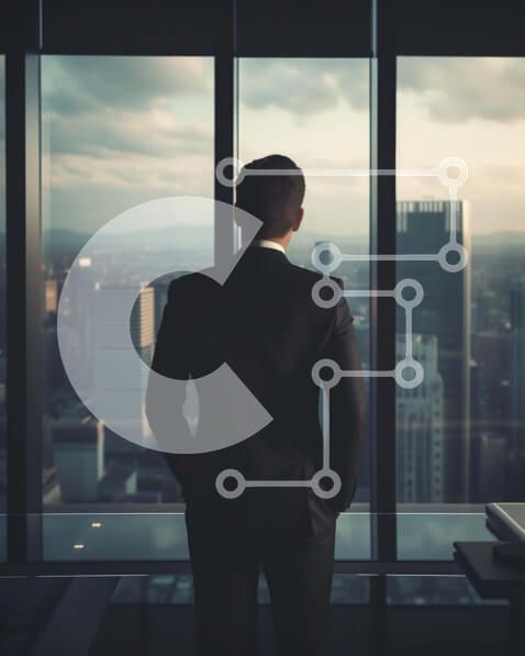 Intra Συλλεκτικό Ξύλινο Παζλ Plywood  4mm - Επιχειρηματίας που απολαμβάνει τη θέα της πόλης από το παράθυρο του γραφείου Σε Ξύλινο Κουτί - Διαστάσεις Puzzle: 10x10 cm – 25 κομμάτια