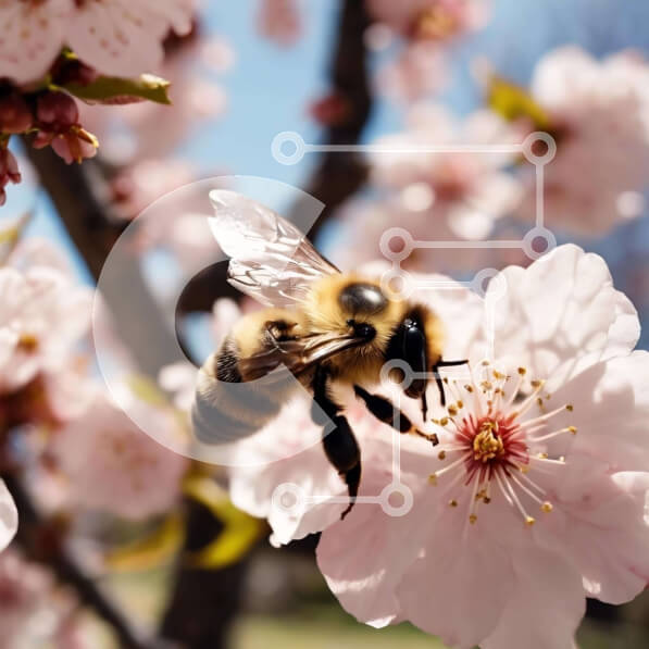 Intra Συλλεκτικό Ξύλινο Παζλ Plywood  4mm - Μέλισσα που συλλέγει γύρη από την ανθισμένη κερασιά Σε Ξύλινο Κουτί - Διαστάσεις: 10x10 cm – 25 κομμάτια