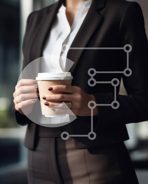 Intra Συλλεκτικό Ξύλινο Παζλ Plywood  4mm - Επαγγελματίας γυναίκα με επαγγελματικό κοστούμι κρατώντας φλιτζάνι καφέ Σε Ξύλινο Κουτί - Διαστάσεις Puzzle: 10x10 cm – 25 κομμάτια