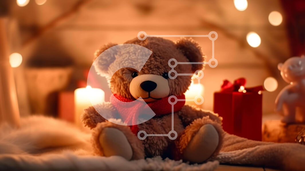 Intra Συλλεκτικό Ξύλινο Παζλ Plywood  4mm - Αρκουδάκι με Χριστουγεννιάτικα στολίδια Σε Ξύλινο Κουτί - Διαστάσεις: 10x10 cm – 25 κομμάτια