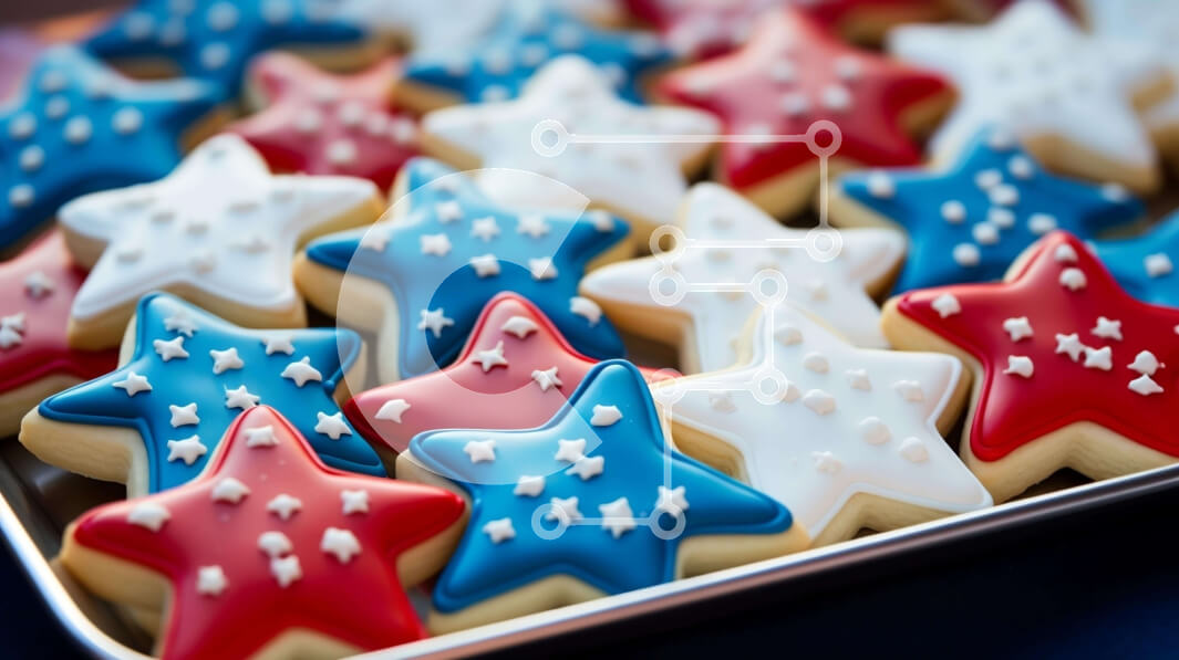 Intra Συλλεκτικό Ξύλινο Παζλ Plywood  4mm - Κόκκινα, λευκά και μπλε μπισκότα για την Ημέρα της Ανεξαρτησίας Σε Ξύλινο Κουτί - Διαστάσεις: 10x10 cm – 25 κομμάτια