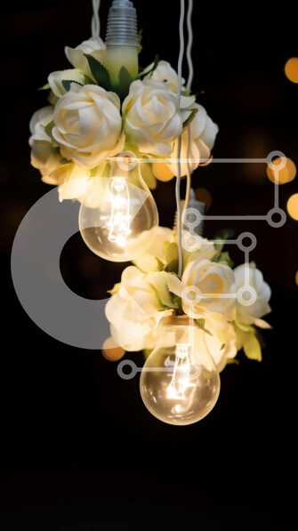 Intra Συλλεκτικό Ξύλινο Παζλ Plywood  4mm - Λαμπτήρες με λευκές συνθέσεις λουλουδιών Σε Ξύλινο Κουτί - Διαστάσεις Puzzle: 10x10 cm – 25 κομμάτια