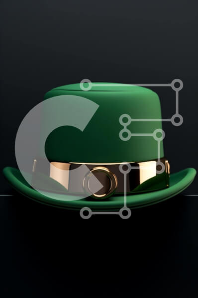 Intra Συλλεκτικό Ξύλινο Παζλ Plywood  4mm - Πράσινο καπέλο με χρυσό τελείωμα Σε Ξύλινο Κουτί - Διαστάσεις: 10x10 cm – 25 κομμάτια