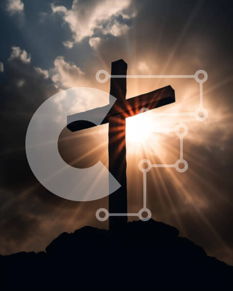 Intra Συλλεκτικό Ξύλινο Παζλ Plywood  4mm - Συμβολικός Ξύλινος Σταυρός στο λόφο με το φως του ήλιου Σε Ξύλινο Κουτί - Διαστάσεις Puzzle: 10x10 cm – 25 κομμάτια