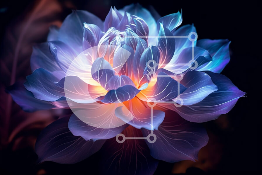 Intra Συλλεκτικό Ξύλινο Παζλ Plywood  4mm - Μπλε λουλούδι Lotus - Λαμπερά πέταλα στο σκοτάδι Σε Ξύλινο Κουτί - Διαστάσεις: 10x10 cm – 25 κομμάτια