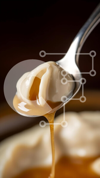 Intra Συλλεκτικό Ξύλινο Παζλ Plywood  4mm - Σάλτσα σοκολάτας ή καραμέλας με κουτάλι στο επιδόρπιο Σε Ξύλινο Κουτί - Διαστάσεις: 10x10 cm – 25 κομμάτια