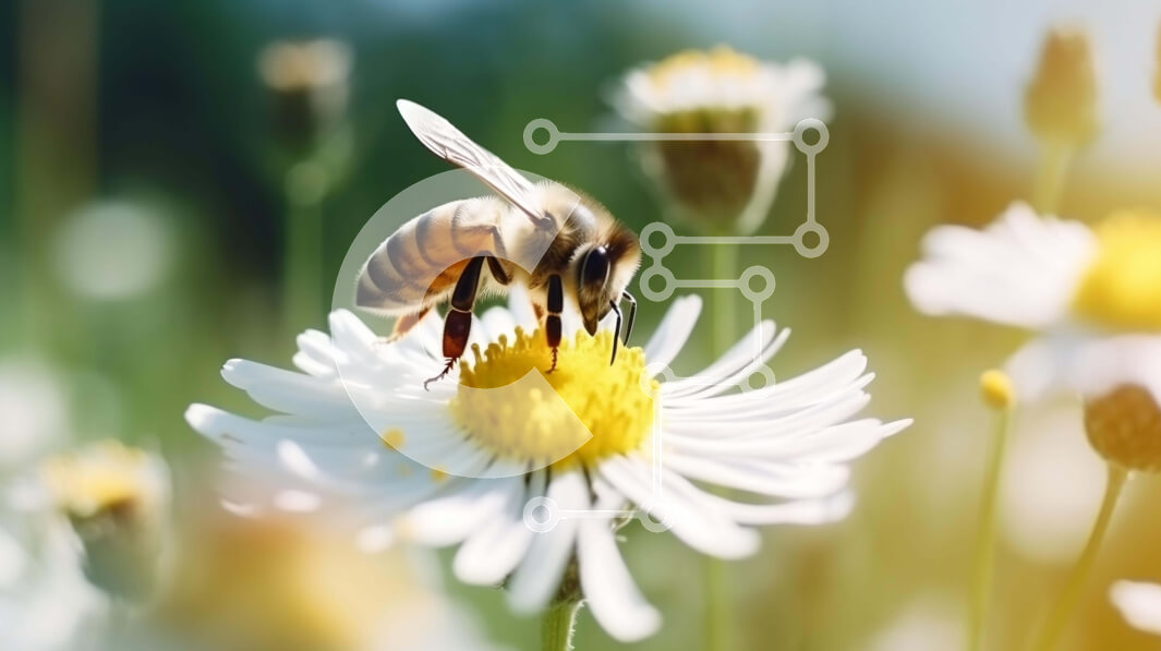 Intra Συλλεκτικό Ξύλινο Παζλ Plywood  4mm - Μέλισσα σε λουλούδι μαργαρίτας Σε Ξύλινο Κουτί - Διαστάσεις: 10x10 cm – 25 κομμάτια