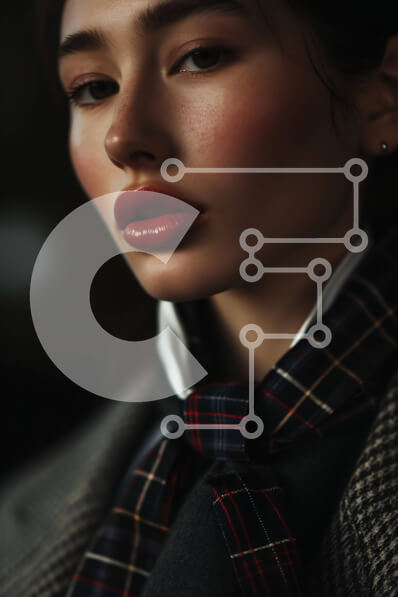 Intra Συλλεκτικό Ξύλινο Παζλ Plywood  4mm - Κομψή γυναίκα με προσαρμοσμένο κοστούμι με κόκκινο κραγιόν Σε Ξύλινο Κουτί - Διαστάσεις Puzzle: 10x10 cm – 25 κομμάτια