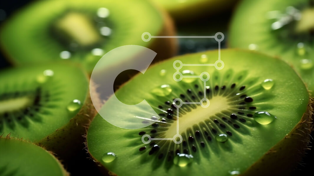 Σετ των 2 Intra Συλλεκτικό Ξύλινο Παζλ Plywood  4mm - Κοντινό πλάνο φέτες ακτινίδιο σε μια σκοτεινή επιφάνεια Σε Ξύλινο Κουτί - Διαστάσεις: 10x10 cm – 25 κομμάτια