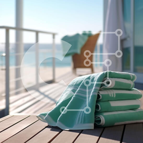 Intra Συλλεκτικό Ξύλινο Παζλ Plywood  4mm - Θέα στον Ωκεανό από Μπαλκόνι με Πετσέτες Σε Ξύλινο Κουτί - Διαστάσεις Puzzle: 10x10 cm – 25 κομμάτια