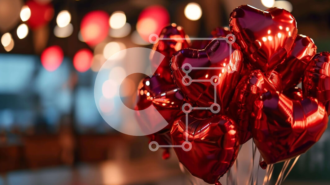 Intra Συλλεκτικό Ξύλινο Παζλ Plywood  4mm - Γιορτή του Αγίου Βαλεντίνου με κόκκινα μπαλόνια σε σχήμα καρδιάς Σε Ξύλινο Κουτί - Διαστάσεις: 10x10 cm – 25 κομμάτια