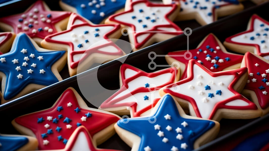 Intra Συλλεκτικό Ξύλινο Παζλ Plywood  4mm - Πατριωτικά μπισκότα σε σχήμα αστεριού για τον εορτασμό της 4ης Ιουλίου Σε Ξύλινο Κουτί - Διαστάσεις: 10x10 cm – 25 κομμάτια