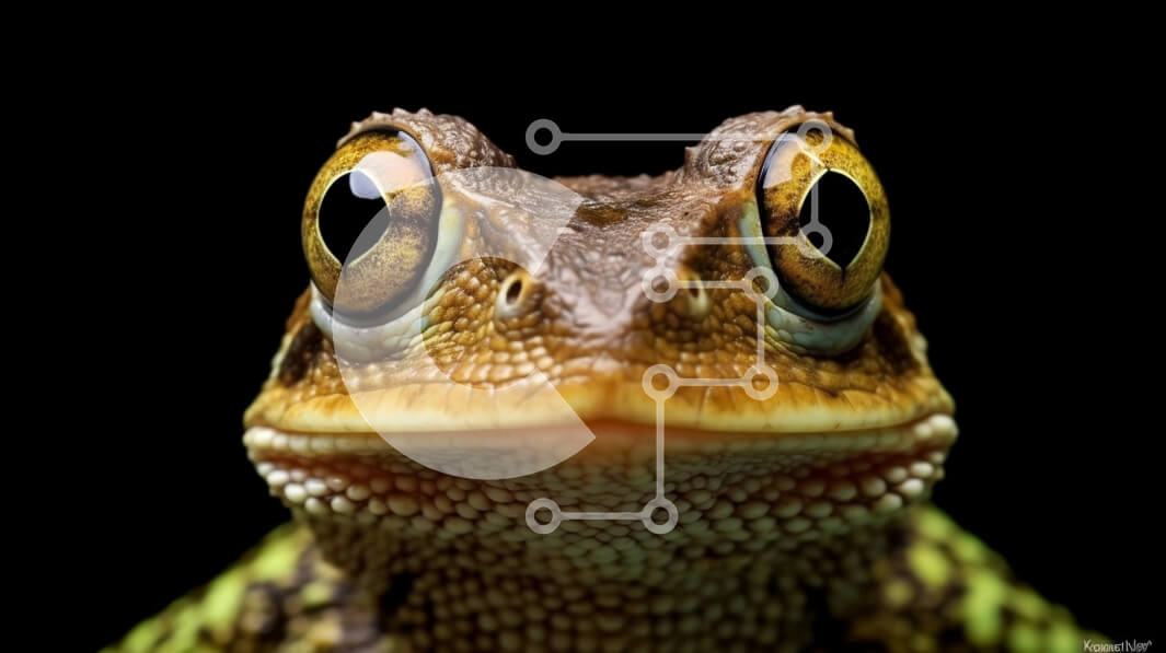 Intra Συλλεκτικό Ξύλινο Παζλ Plywood  4mm - Κοντινή εικόνα του προσώπου ενός βατράχου Σε Ξύλινο Κουτί - Διαστάσεις: 10x10 cm – 25 κομμάτια