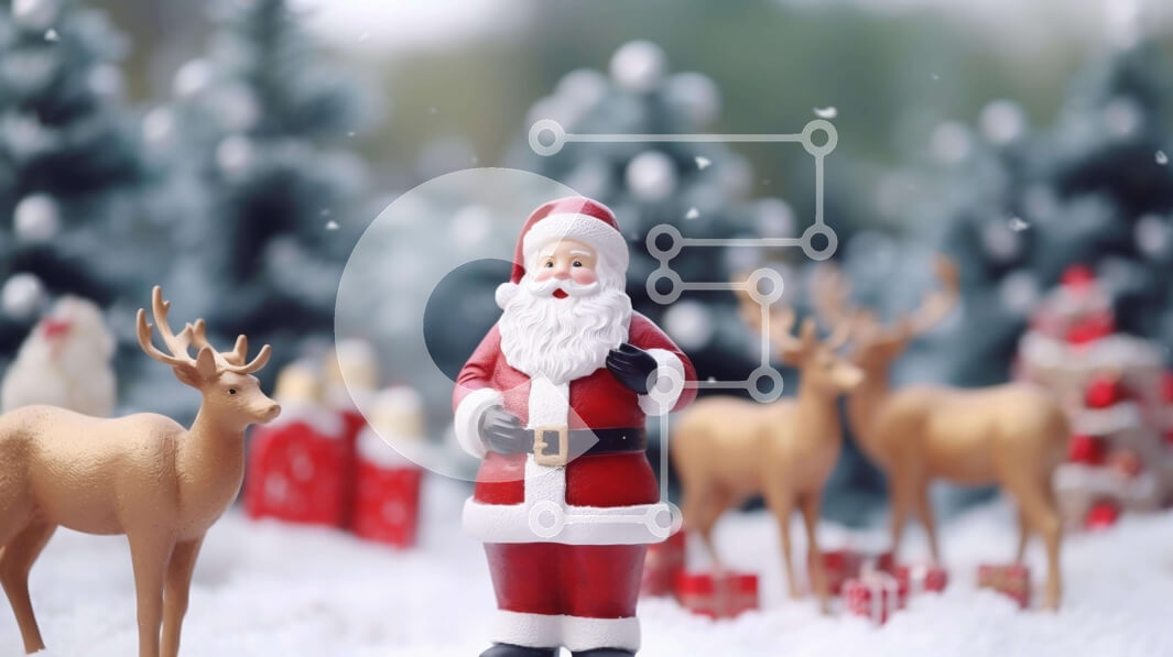 Intra Συλλεκτικό Ξύλινο Παζλ Plywood  4mm - Ειδώλιο Άγιου Βασίλη με τους τάρανδους και τα ελάφια στο χιόνι Σε Ξύλινο Κουτί - Διαστάσεις: 10x10 cm – 25 κομμάτια