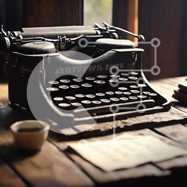 Intra Συλλεκτικό Ξύλινο Παζλ Plywood  4mm - Vintage γραφομηχανή σε ξύλινο τραπέζι με φλιτζάνι καφέ Σε Ξύλινο Κουτί - Διαστάσεις Puzzle: 10x10 cm – 25 κομμάτια