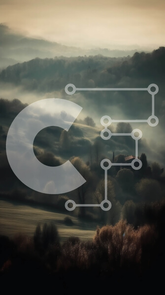 Σετ των 2 Intra Συλλεκτικό Ξύλινο Παζλ Plywood  4mm - Γραφική θέα του ομιχλώδους τοπίου με τους Rolling Hills, τα δέντρα και το μικρό χωριό σε απόσταση Σε Ξύλινο Κουτί - Διαστάσεις: 10x10 cm – 25 κομμάτια