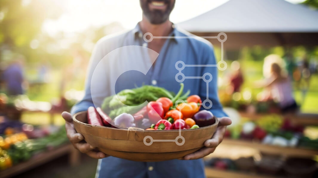 Σετ των 2 Intra Συλλεκτικό Ξύλινο Παζλ Plywood  4mm - Άνδρας που κρατά ξύλινο μπολ με φρέσκα λαχανικά Σε Ξύλινο Κουτί - Διαστάσεις: 10x10 cm – 25 κομμάτια