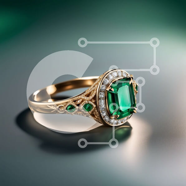 Σετ των 2 Intra Συλλεκτικό Ξύλινο Παζλ Plywood  4mm - Εκπληκτικό χρυσό δαχτυλίδι με σμαράγδι και διαμάντια Σε Ξύλινο Κουτί - Διαστάσεις: 10x10 cm – 25 κομμάτια