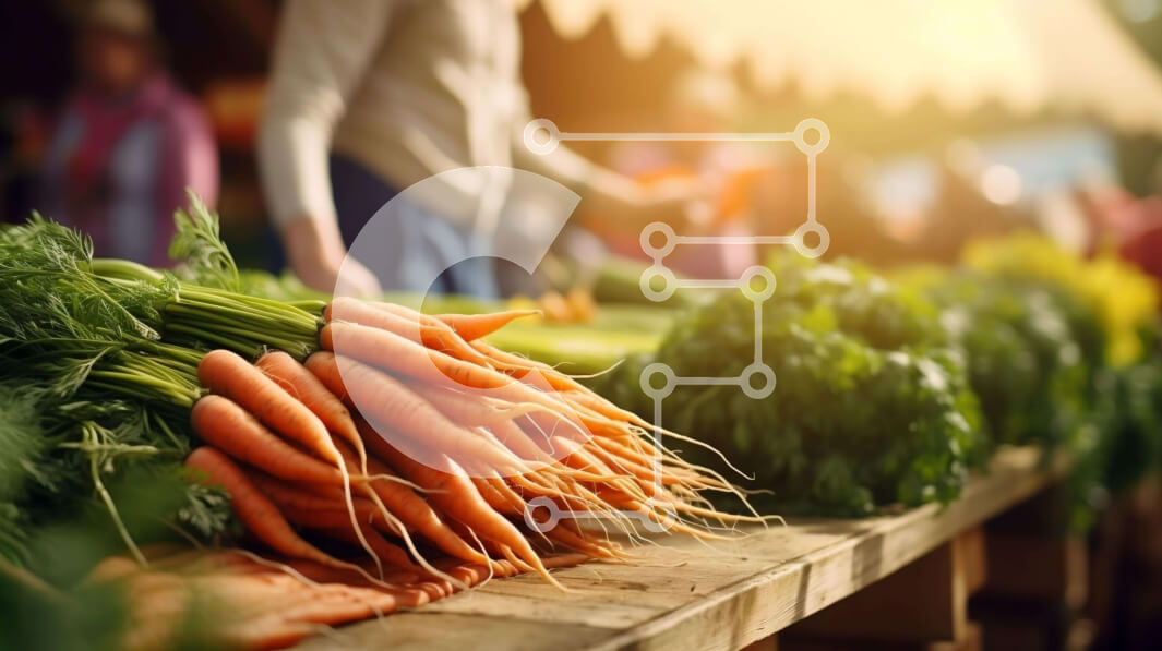 Σετ των 2 Intra Συλλεκτικό Ξύλινο Παζλ Plywood  4mm - Τραπέζι με φρέσκα λαχανικά σε υπαίθρια αγορά Σε Ξύλινο Κουτί - Διαστάσεις: 10x10 cm – 25 κομμάτια