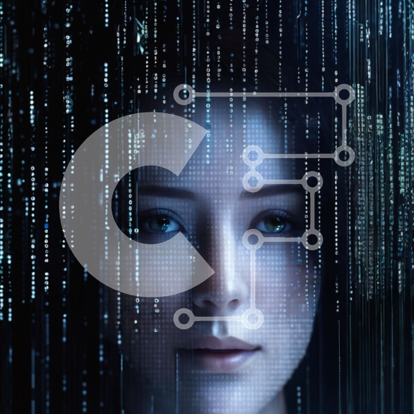 Intra Συλλεκτικό Ξύλινο Παζλ Plywood  4mm - Αφηρημένο ψηφιακό πορτρέτο του προσώπου μιας γυναίκας Σε Ξύλινο Κουτί - Διαστάσεις Puzzle: 10x10 cm – 25 κομμάτια